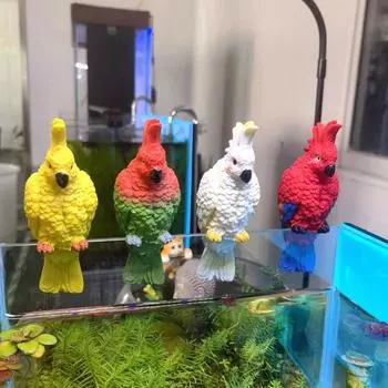 PVC Wall Mount Parrot Ornament Simulation Parrot Statue Fish Tank Decoration Parrot Home Decor зелёный