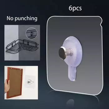 PVC Wall-mounted 6/10 Pieces Bathroom Strong Adhesive Nail Kitchen Wall Hanging Poster Self-adhesive Hooks Durable Seamless Hook