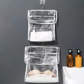 PVC Waterproof Wall Hanging Bag Towel Clothes Storage Bag Mobile Phone Bag Toiletries Organizer Bathroom Shower Accessories S чёрный