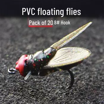 ПВХ бионический крючок для мух нано приманка для насекомых микро нано крючок для насекомых 8# hook single bulk коричневый