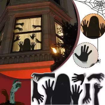 ПВХ Хэллоуин Страшный женский призрак рука тень самоклеящаяся наклейка на окно One Size