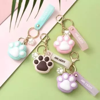 ПВХ Kawaii автомобильные брелоки кулон кошачья лапа милый силиконовый брелок для ключей милый декор сумки