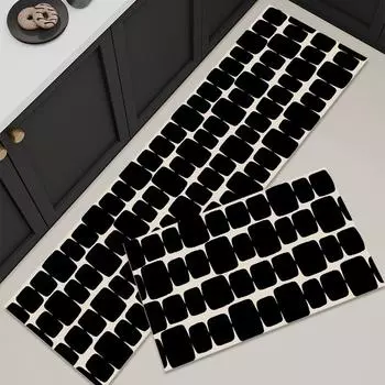ПВХ кухонный коврик кожаный водонепроницаемый нескользящий ковер маслостойкий черный длинный ковер украшение дома ковер Alfombra De Cocina 50x80cm