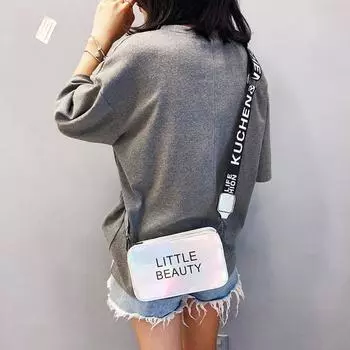 ПВХ Лазерная Сумка-мессенджер Письмо ПВХ Квадратная Сумка Милая Сумка В Корейском Стиле Дорожная Сумка синий