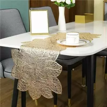 ПВХ настольный флаг, длинный ажурный бронзовый дорожка для стола, креативный нерегулярный цветок, скандинавский свет, роскошь, свадебное рождественское украшение 90x40 cm розового золота