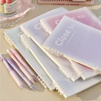 ПВХ обложка Kawaii блокнот с отрывными листами блокнот с горизонтальными линиями Подарки для студентов red-A5