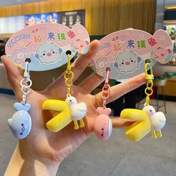 ПВХ Пеликан Сумка Подвеска Пеликан Поймать Рыбу Мультфильм Пара Брелок Большой Клюв Птица Кукла Игрушки Студент синий