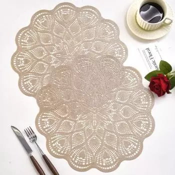 ПВХ подставка под тарелку цветок полая термостойкая подставка под стол коврик нескользящая изоляционная подкладка для кухни столовая домашний декор золотистый