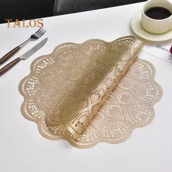 ПВХ подставка под тарелку цветок полая термостойкая подставка под стол коврик нескользящая изоляционная подкладка для кухни столовая домашний декор золотистый