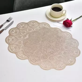 ПВХ подставка под тарелку цветок полая термостойкая подставка под стол коврик нескользящая изоляционная подкладка для кухни столовая домашний декор золотистый