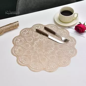 ПВХ подставка под тарелку цветок полая термостойкая подставка под стол коврик нескользящая изоляционная подкладка для кухни столовая домашний декор золотистый