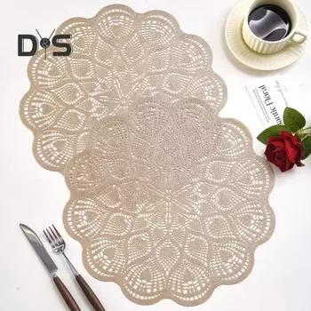 ПВХ подставка под тарелку цветок полая термостойкая подставка под стол коврик нескользящая изоляционная подкладка для кухни столовая домашний декор золотистый