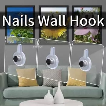 ПВХ прочные клейкие гвозди крючки плакат бесшовный настенный крючок водонепроницаемый прочный прозрачный кухня ванная комната винт крючки вешалка