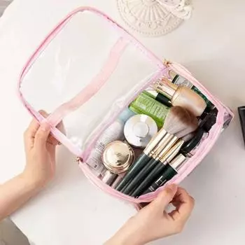 ПВХ прозрачная косметичка Love Heart Handheld Косметичка Модная сетчатая косметичка для улицы PVC Pink