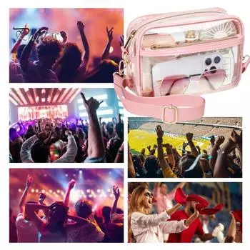 ПВХ прозрачная сумка на одно плечо с регулируемым ремешком, одобренная для стадионов, водонепроницаемая женская подростковая сумка для путешествий и концертов, сумка через плечо, кошелек розовый