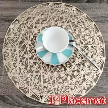 ПВХ салфетки для ужина, кухонный коврик для обеденного стола, коврик для еды, коврик для стола, кухонная посуда для кофе, подставка для столовых приборов золотой