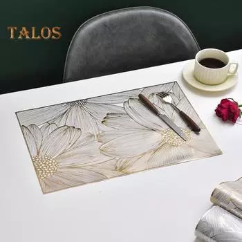 ПВХ салфетки креативные ажурные квадратные подставки под цветы для защиты стола термостойкие износостойкие обеденные коврики универсальный домашний декор золотистый