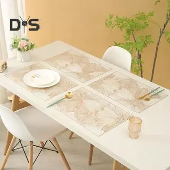 ПВХ салфетки креативные ажурные квадратные подставки под цветы для защиты стола термостойкие износостойкие обеденные коврики универсальный домашний декор золотистый