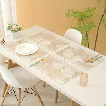 ПВХ салфетки креативные ажурные квадратные подставки под цветы для защиты стола термостойкие износостойкие обеденные коврики универсальный домашний декор золотистый