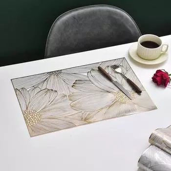 ПВХ салфетки креативные полые квадратные подставки под цветы для защиты стола термостойкие золотистый