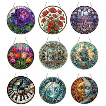 ПВХ стекло специальная форма цветной узор алмазная картина подвесной декор алмазная картина подвесной ловец солнца домашний декор окон CN98