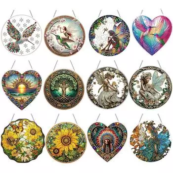 ПВХ Стекло Специальная Форма Цветной Узор Алмазная Картина Подвесной Декор # CN85