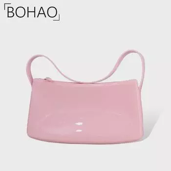 ПВХ сумка-желе для Барби Bohao: Модная и универсальная сумка с мягкой ручкой, устойчивая к грязи, легко моющаяся, летняя женская сумка через плечо. 270x80x140mm жёлтый