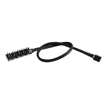 Pwm Fan Hub PC Cpu Cooling 4/3Pin Fan Power Cable Hub Adapter Sleeved Case Splitter For Computer Cooler Case Fans 1 To 5(40см) A1