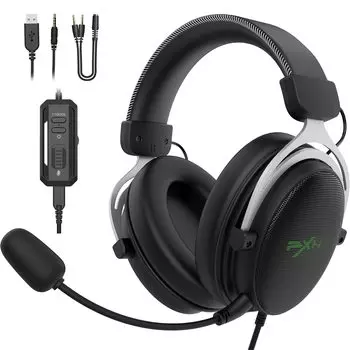 PXN Gaming Headset Гарнитура Игровая гарнитура Регулируемое направление с микрофоном Проводная поддержка Virtual Surround Sound USB Audio Control Box в комплекте