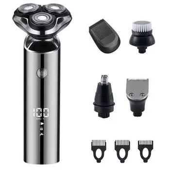 PYHO electric shaver 6in1 rechargeable waterproof portable shaver men s nose hair shaver set, black