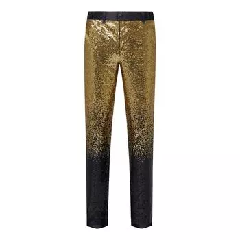 PYJTRL Мужские модные брюки с блестящими пайетками и постепенным изменением цвета, брюки с расширяемой талией XS золотой/розовый