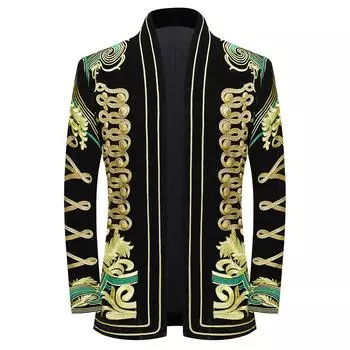 PYJTRL Мужской вышитый пиджак, пальто с ручной отделкой L