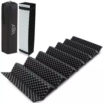 PYKES PEAK Кемпинговый коврик Pro Silver Matte Складной Легкий Компактный Толстый 20 мм Сумка для хранения на открытом воздухе В комплекте Материал IXPE CM-02 (Про/Черный)