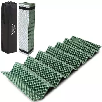 PYKES PEAK Кемпинговый коврик Pro Silver Matte Складной Легкий Компактный Толстый 20 мм Сумка для хранения на открытом воздухе В комплекте Материал IXPE CM-02 (Профессиональный/темно-зеленый)
