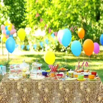 Пыленепроницаемая винтажная нежная скатерть с золотыми блестками и принтом для мужчин и женщин, скатерть для дня рождения, обеденная скатерть