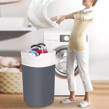Пыленепроницаемое ведро для хранения объемом 90 л, удобная ручка, прочная корзина для белья для ванной комнаты, предметы первой необходимости для колледжа серый