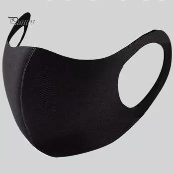 Пыленепроницаемые 3 шт. моющиеся дышащие унисекс защитные маски для лица чёрный