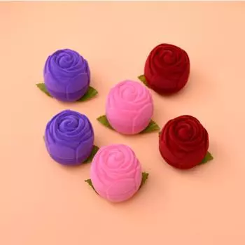 Пыленепроницаемые флокированные шкатулки для украшений, популярная шкатулка для украшений в виде роз, шкатулка для хранения колец в виде роз красный