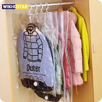 Пыленепроницаемые подвесные вакуумные пакеты для одежды, прозрачная сумка для хранения, компрессионный чехол, герметичный органайзер для гардероба, сумка для одежды 67x90cm