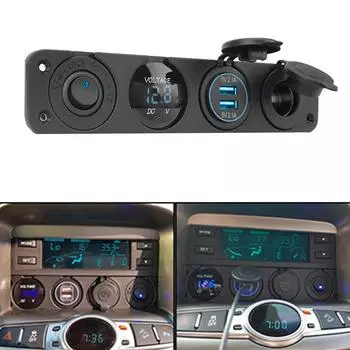 Пыленепроницаемые водонепроницаемые детали интерьера с переключателем 12 В розетка цифровой вольтметр двойное зарядное устройство USB 4 в 1 автомобильный прикуриватель Red