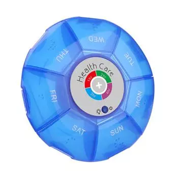 Пыленепроницаемый отдельный органайзер для таблеток, чехол для таблеток, электронный таймер, будильник, напоминание, медицина синий