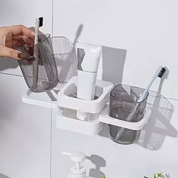 Пыленепроницаемый перевернутый дизайн, устойчивый, без ударов, настенный, с всасывающим устройством для зубной пасты, держатель для зубных щеток, органайзер для зубных щеток белый