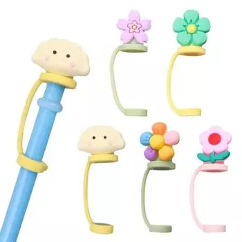 Пыленепроницаемый соломенный топпер в цветочном стиле, силиконовые наконечники для соломинок, крышки, чехлы для соломинок, крышка для соломинки 8-9 мм A