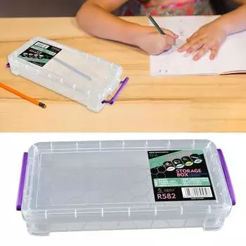Пыленепроницаемый водонепроницаемый ящик для хранения с крышкой, прозрачный, видимый дизайн, контейнер для канцелярских принадлежностей, хозяйственные принадлежности