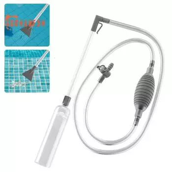 Пылесос для бассейна 2 адаптера для насадки Прозрачный сифонный шланг Регулируемый клапан Съемный аквариум Замена воды Гидромассажная ванна для спа Беспроводной ручной очиститель Short серый