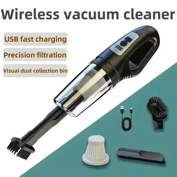 Пылесос для чистки автомобиля, мощная мини-зарядка, многофункциональное выдувание и всасывание, портативный для использования в небольших автомобилях чёрный