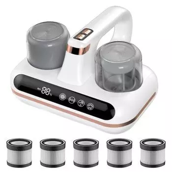 Пылесос для кровати 5 в 1 с мощным всасыванием и низким уровнем шума, ручной пылесос для матрасов с очистителем Hepa для пыли и шерсти домашних животных белый