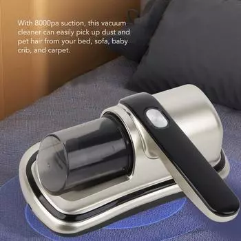 Пылесос для матрасов, антиаллергенный, для удаления клещей, пылесос мощностью 8000 Па, беспроводной, ручной, с ультрафиолетовым излучением, для уборки пыли серый