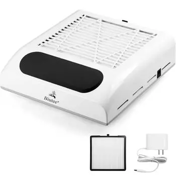 Пылесос для ногтей Пылесос для ногтей 4500 об/мин Вращение Настольный пылесос для ногтей Пылесос для маникюрного салона Сильный сменный фильтр-коврик для ногтей Может защитить ваши запястья Сборщик, белый