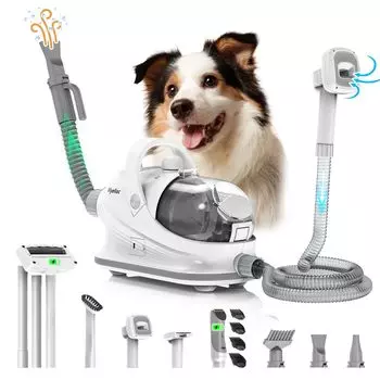 Пылесос для собак и сушилка для домашних животных в наборе Viyelioc Pet Clipper Set 8 в 1 Пылесос для ухода за домашними животными 14 кПа Сверхмощное всасывание Большой объем воздуха Низкий уровень шума Большой